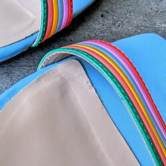 Ann Taylor Machelle Rainbow Leather Block Heel Sandals size 9M - Picture 7 of 11